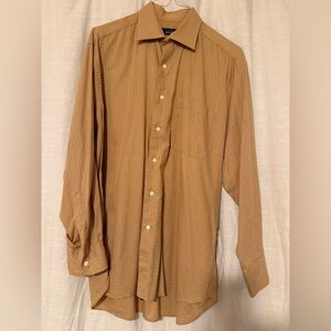 Vintage Ike Behar Tan Striped Button Down Shirt